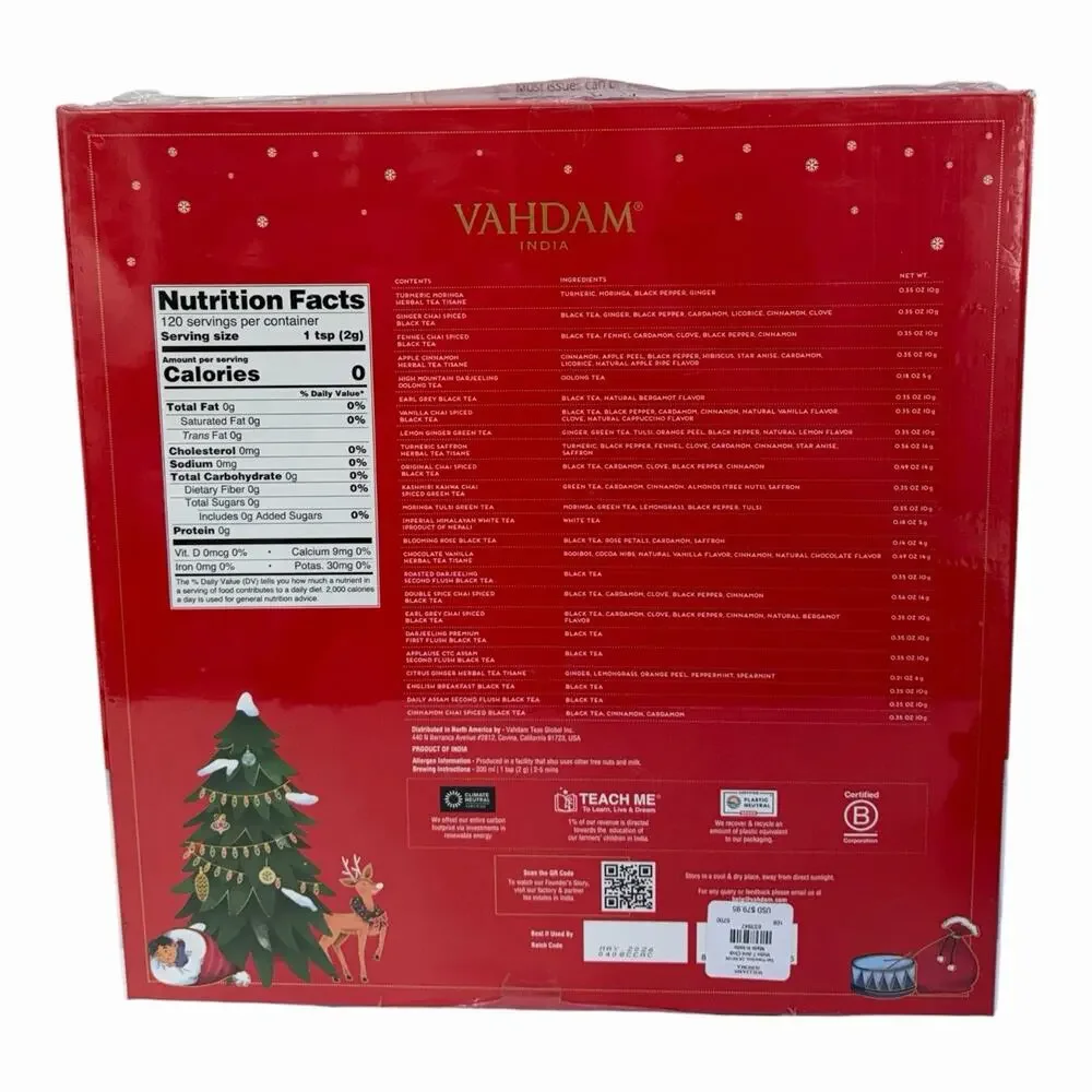 Williams Sonoma Vandam Advent Calender NEW SEALED 24 Teas Of Christmas